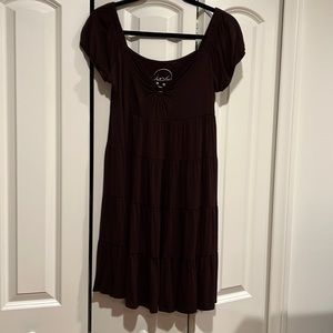 INC brown short three tiered dress